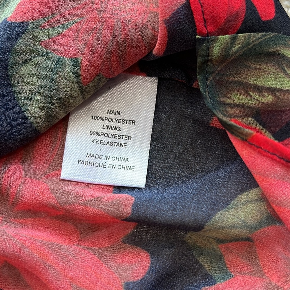 KEEPSAKE sheer red floral dark romance tie neck blouse - Picture 9 of 9